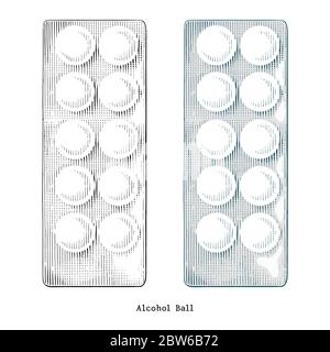 Alcohol ball hand draw vintage style clip art isolated on white background Stock Vector