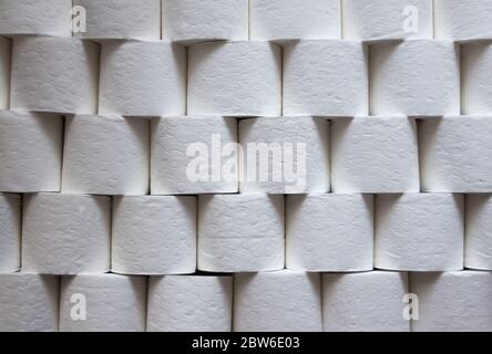 Texture of white toilet paper rolls, background Stock Photo
