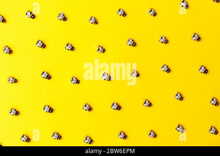 bees on yellow background for wallpaper design. Stock Photo