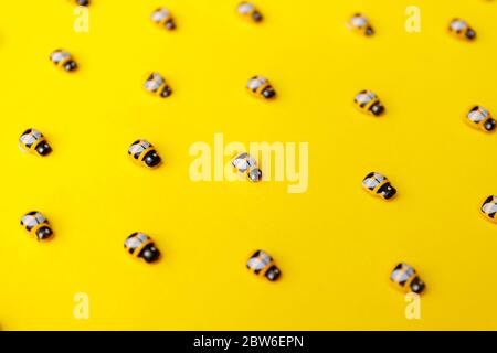 bees on yellow background for wallpaper design. Stock Photo