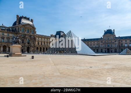 Musee du Louvre closed because of Coronavirus epidemic - Paris, France Stock Photo