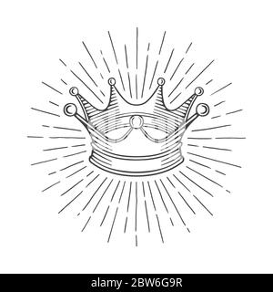 Doodle King Queen Crown Hand Drawn Logo Black Set Vector Kingdom