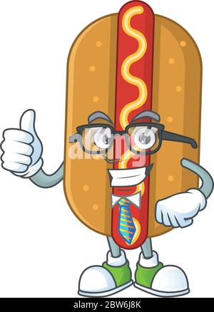 cartoon drawing concept of hotdog as a successful businessman Stock Vector