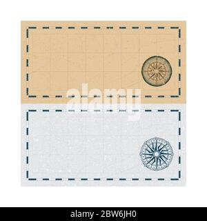 Map background and wind rose symbol. Vintage style map and compass vector illustration. Part of set. Stock Vector