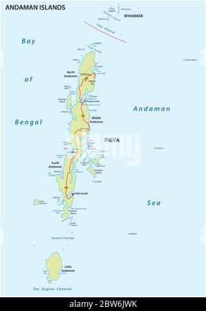 vector map of the Indian archipelago of the Andaman Islands Stock Vector