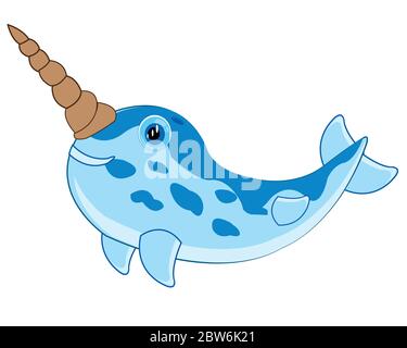 Whale narwhal on white background is insulated Stock Vector