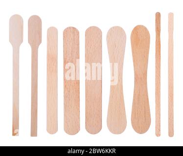 Wooden ice-cream sticks isolated on white background Stock Photo