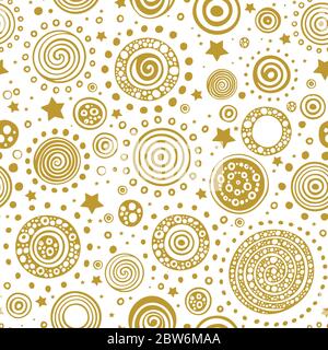 Sun. Hand drawn sun vector seamless pattern. Abstract sun, planets and stars sketch drawing endless background. Part of set. Stock Vector