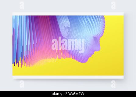 Abstract digital human face. Glitch technique portrait. Conceptual vector illustration. Stock Vector