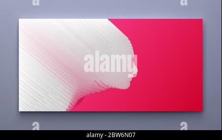 Abstract digital human face. Glitch technique portrait. Conceptual vector illustration. Stock Vector