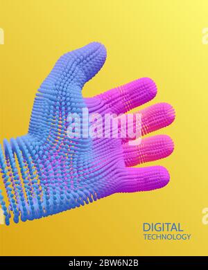Handshake. Hand open and ready to help. Human arm giving. Connection structure. 3D vector illustration for medicine, science or technology. Stock Vector