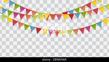 Party Flags on Transparent Background Vector Illustration Stock Vector