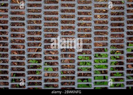 Close up of a outdoor trampoline grid on a playground Stock Photo