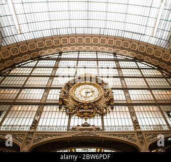 Paris. France - May 18, 2019: Golden Clock of the Museum D'Orsay in Paris, France. Stock Photo