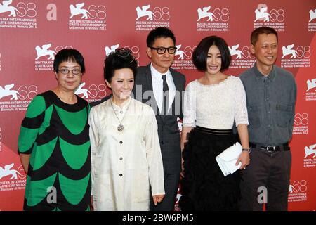 VENICE, ITALY - SEPTEMBER 05: Ann Hui, Deanie Ip, Qin Hailu, Andy Lau and Roger Lee attends the 'Tao Jie' Photocall Stock Photo