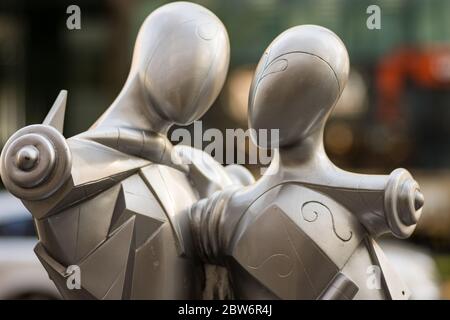 Osaka / Japan - December 7, 2017: Artistic public sculpture on the Midosuji avenue, Midosuji Sculpture Street in central Osaka, Japan Stock Photo