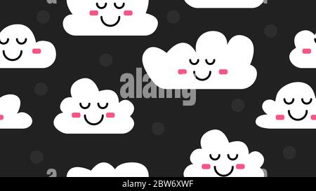 Clouds in sky. Baby seamless clouds pattern. Vector illustration Stock Vector
