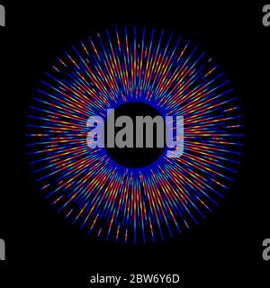 Sunburst on balck background. Round graphic design element. Vector line circle frame Stock Vector