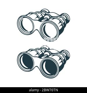 Binocular. Hand drawn binocular vector illustration. Binocular sketch drawing icon. Part of set. Stock Vector