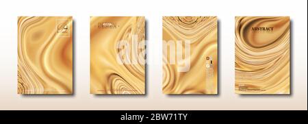 Abstract mixed light brown paints surface collection. Pattern waves and swirls texture. Trendy background for design cover placard flyer posters invit Stock Vector