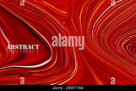 Abstract red mixture of acrylic paints surface. Texture of acrylic waves and swirls. Trendy background for design cover packaging placard flyer poster Stock Vector