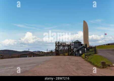 The Struthof in Natzweiler - Entrance of the biggest second world ware concentration Nazi camp in Alsace, France Stock Photo