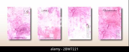 Abstract pink watercolor hand painted surface collection. Pattern texture trendy background for design cover packaging placard flyer posters invitatio Stock Vector
