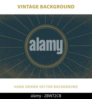 Abstract vintage background design. Sun and rays hand drawn vector illustration. Retro style sketch drawing background. Stock Vector
