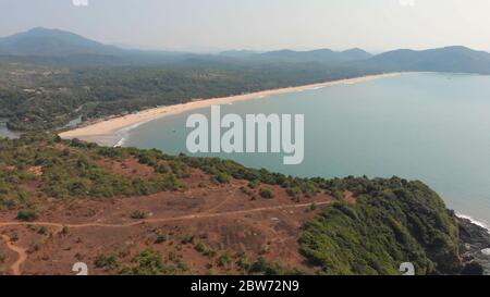 Agonda Beach aerial drone view. Goa. India. Stock Photo