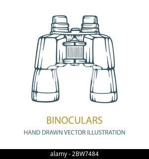 Binocular. Hand drawn binocular vector illustration. Binocular sketch drawing icon. Part of set. Stock Vector