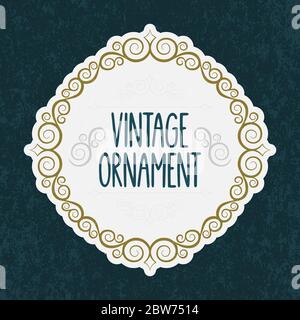 Vintage ornament on old paper background. Retro style cover design template. Part of set. Stock Vector