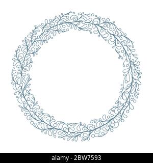 Floral wreath. Hand drawn laurel wreath vector illustration. Botanical floral wreath with leaves for wedding and holiday. Part of set. Stock Vector