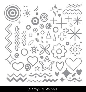 Doodle shapes. Hand drawn abstract signs. Sketched decorative vector symbols set. Part of set. Stock Vector