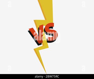 Challenge VS to battle competition. Confrontation between two strong rivals lightning strike design VS. Stock Vector