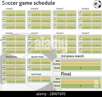 Football world cup schedule. Soccer calendar for matches in group ...