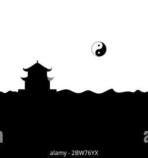 Taoism Temple And Yin Yang Symbol Vector Stock Vector Image Art