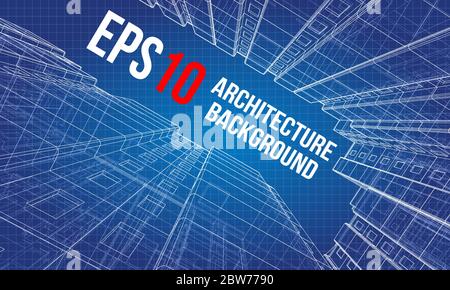 Vector wire-frame model of a multi-storey building Stock Vector
