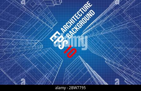 Vector wire-frame model of a multi-storey building Stock Vector
