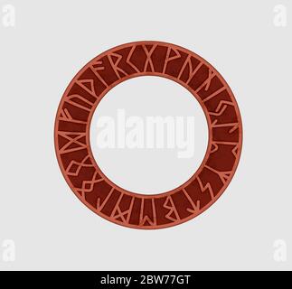 Round Runes Scandinavian pattern and circle of Norse runes and dragons Stock Vector ...