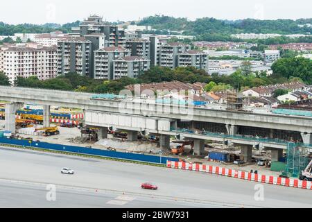 Seri Kembangan Malaysia May 17 2020 Construction Of A Mass Rail Transit Line In Progress Along The Sungai Besi Toll Plaza Stock Photo Alamy