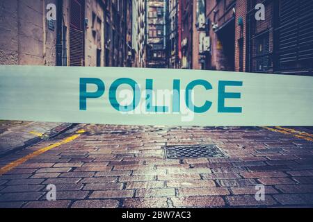 Police Tape At A Crime Scene In London Stock Photo