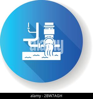 Water supply blue flat design long shadow glyph icon Stock Vector