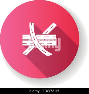 Multi level junction pink flat design long shadow glyph icon Stock Vector