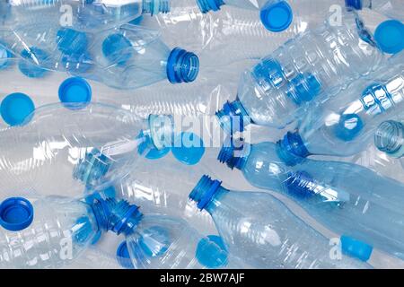 Plenty of plastic bottles, top view Stock Photo