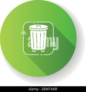 Waste disposal green flat design long shadow glyph icon Stock Vector