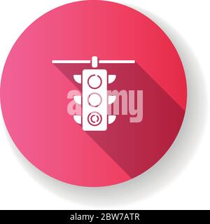 Traffic lights pink flat design long shadow glyph icon Stock Vector