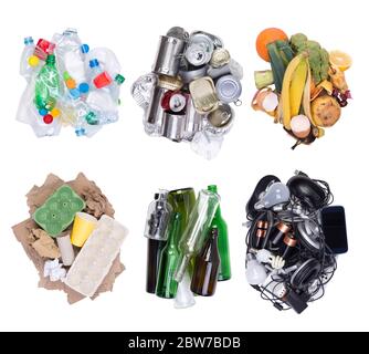 Samples of garbage isolated on white background Stock Photo