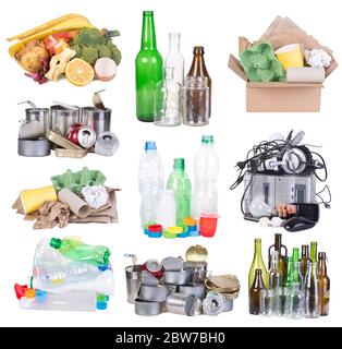 Samples of garbage isolated on white background Stock Photo