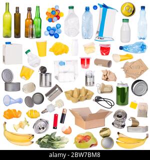Samples of garbage isolated on white background Stock Photo