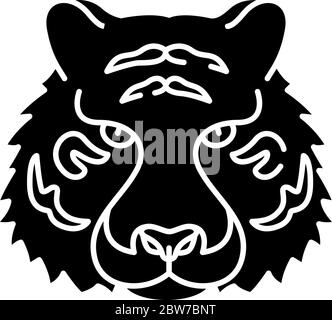 Bengal tiger black glyph icon Stock Vector